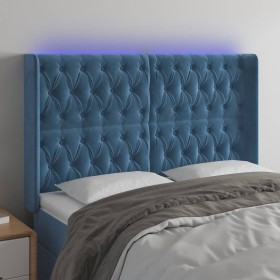 Cabecero con LED de terciopelo azul oscuro 163x16x118/128 cm de vidaXL, Cabeceros y pies de cama - Ref: Foro24-3124442, Preci...