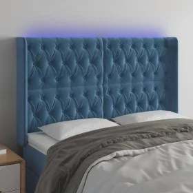 Cabecero con LED de terciopelo azul oscuro 163x16x118/128 cm de vidaXL, Cabeceros y pies de cama - Ref: Foro24-3124442, Preci...