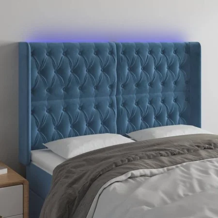 LED-Kopfteil aus dunkelblauem Samt, 163 x 16 x 118/128 cm von vidaXL, Kopf- und Fußteile - Ref: Foro24-3124442, Preis: 170,77...