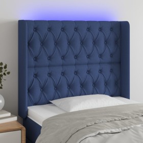 Cabecero con LED de tela azul 93x16x118/128 cm de vidaXL, Cabeceros y pies de cama - Ref: Foro24-3124372, Precio: 93,58 €, De...