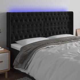 Cabecero con LED de terciopelo negro 203x16x118/128 cm de vidaXL, Cabeceros y pies de cama - Ref: Foro24-3124452, Precio: 166...