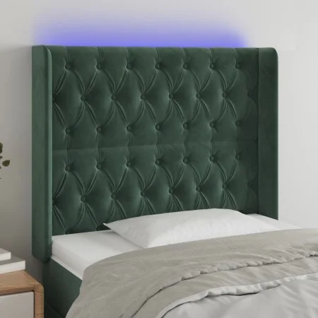 Dark green velvet LED headboard 103x16x118/128 cm by vidaXL, Headboards and footboards - Ref: Foro24-3124429, Price: 111,99 €...