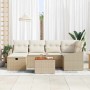Conjunto de sofá de jardín con cojín 7 pcs Beige Poliratán en Sofás de exterior | Comprar online en Foru.es