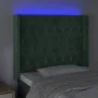 Dark green velvet LED headboard 103x16x118/128 cm by vidaXL, Headboards and footboards - Ref: Foro24-3124429, Price: 111,99 €...