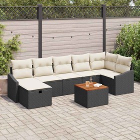 Conjunto de sofá de jardín con cojín 8 pcs Negro Poliratán en Sofás de exterior | Comprar online en Foru.es