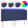 Blue fabric headboard with LED 183x16x118/128 cm by vidaXL, Headboards and footboards - Ref: Foro24-3124404, Price: 158,62 €,...