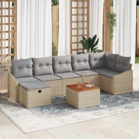 Conjunto de sofá de jardín con cojín 8 pcs Beige Poliratán en Sofás de exterior | Comprar online en Foru.es