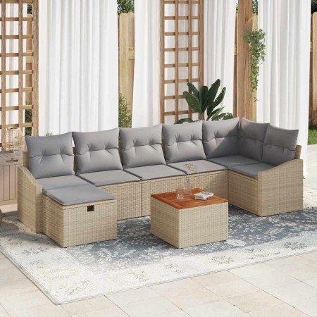 Conjunto de sofá de jardín con cojín 8 pcs Beige Poliratán en Sofás de exterior | Comprar online en Foru.es