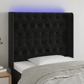 Cabecero con LED de terciopelo negro 93x16x118/128 cm de vidaXL, Cabeceros y pies de cama - Ref: Foro24-3124422, Precio: 107,...