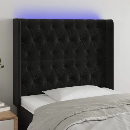 Kopfteil aus schwarzem Samt mit LED 93x16x118/128 cm von vidaXL, Kopf- und Fußteile - Ref: Foro24-3124422, Preis: 107,87 €, R...