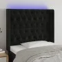 Kopfteil aus schwarzem Samt mit LED 93x16x118/128 cm von vidaXL, Kopf- und Fußteile - Ref: Foro24-3124422, Preis: 107,87 €, R...