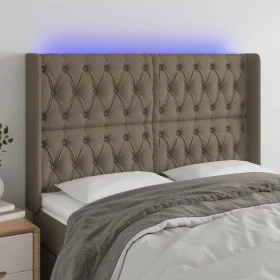 Kopfteil mit LED aus taupegrauem Stoff 163x16x118/128 cm von vidaXL, Kopf- und Fußteile - Ref: Foro24-3124394, Preis: 168,20 ...
