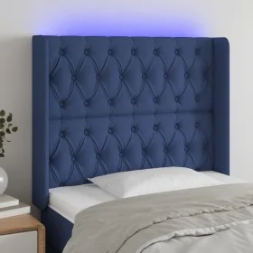 Blue fabric headboard with LED 103x16x118/128 cm by vidaXL, Headboards and footboards - Ref: Foro24-3124380, Price: 94,15 €, ...