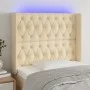 Cream fabric headboard with LED 103x16x118/128 cm by vidaXL, Headboards and footboards - Ref: Foro24-3124379, Price: 99,05 €,...