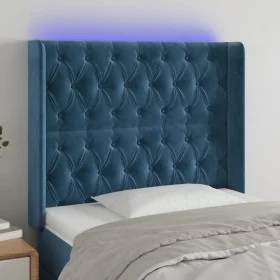 Dark blue velvet LED headboard 93x16x118/128 cm by vidaXL, Headboards and footboards - Ref: Foro24-3124424, Price: 110,52 €, ...