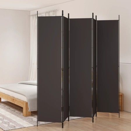 Biombo divisor de 5 paneles de tela marrón 250x220 cm de vidaXL, Divisores de ambientes - Ref: Foro24-350203, Precio: 43,84 €...
