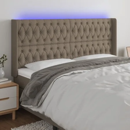 Taupe gray fabric headboard with LED 203x16x118/128 cm by vidaXL, Headboards and footboards - Ref: Foro24-3124410, Price: 182...