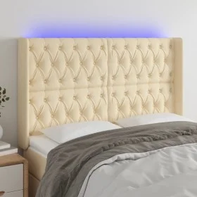Cabecero con LED de tela color crema 163x16x118/128 cm de vidaXL, Cabeceros y pies de cama - Ref: Foro24-3124395, Precio: 169...