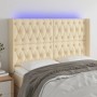 Cabecero con LED de tela color crema 163x16x118/128 cm de vidaXL, Cabeceros y pies de cama - Ref: Foro24-3124395, Precio: 172...