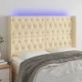 Cream fabric headboard with LED 163x16x118/128 cm by vidaXL, Headboards and footboards - Ref: Foro24-3124395, Price: 169,09 €...