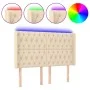 Cream fabric headboard with LED 163x16x118/128 cm by vidaXL, Headboards and footboards - Ref: Foro24-3124395, Price: 169,09 €...
