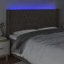 Taupe gray fabric headboard with LED 203x16x118/128 cm by vidaXL, Headboards and footboards - Ref: Foro24-3124410, Price: 182...
