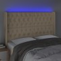 Cabecero con LED de tela color crema 163x16x118/128 cm de vidaXL, Cabeceros y pies de cama - Ref: Foro24-3124395, Precio: 172...