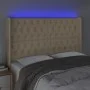 Cream fabric headboard with LED 163x16x118/128 cm by vidaXL, Headboards and footboards - Ref: Foro24-3124395, Price: 169,09 €...