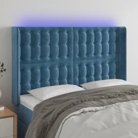 Dark blue velvet LED headboard 147x16x118/128 cm by vidaXL, Headboards and footboards - Ref: Foro24-3124534, Price: 121,28 €,...