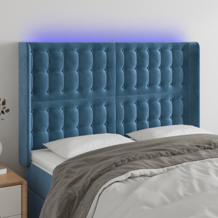 Cabecero con LED de terciopelo azul oscuro 147x16x118/128 cm de vidaXL, Cabeceros y pies de cama - Ref: Foro24-3124534, Preci...