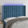Cabecero con LED de terciopelo azul oscuro 147x16x118/128 cm de vidaXL, Cabeceros y pies de cama - Ref: Foro24-3124534, Preci...
