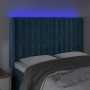 Cabecero con LED de terciopelo azul oscuro 147x16x118/128 cm de vidaXL, Cabeceros y pies de cama - Ref: Foro24-3124534, Preci...