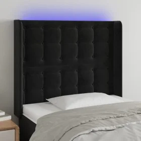Black velvet headboard with LED 83x16x118/128 cm by vidaXL, Headboards and footboards - Ref: Foro24-3124514, Price: 78,60 €, ...