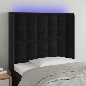 Cabecero con LED de terciopelo negro 83x16x118/128 cm de vidaXL, Cabeceros y pies de cama - Ref: Foro24-3124514, Precio: 71,7...