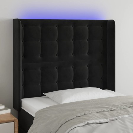 Cabecero con LED de terciopelo negro 83x16x118/128 cm de vidaXL, Cabeceros y pies de cama - Ref: Foro24-3124514, Precio: 71,7...