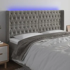 Light gray velvet headboard with LED 203x16x118/128 cm by vidaXL, Headboards and footboards - Ref: Foro24-3124450, Price: 167...