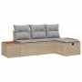 Conjunto de sofá de jardín con cojín 4 pcs Beige Poliratán en Sofás de exterior | Comprar online en Foru.es