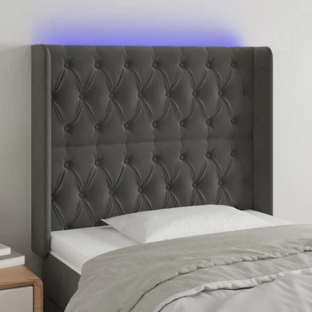Dark gray velvet headboard with LED 93x16x118/128 cm by vidaXL, Headboards and footboards - Ref: Foro24-3124421, Price: 85,18...