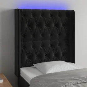 Kopfteil aus schwarzem Samt mit LED 83x16x118/128 cm von vidaXL, Kopf- und Fußteile - Ref: Foro24-3124416, Preis: 102,90 €, R...