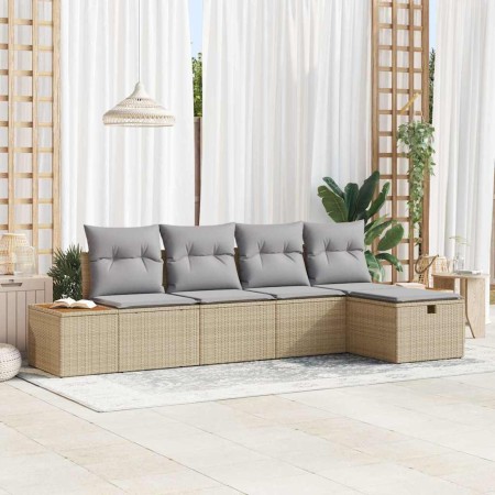 Conjunto de sofá de jardín 5 pcs Beige ratán sintético en Sofás de exterior | Comprar online en Foru.es