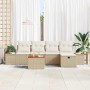 Conjunto de sofá de jardín con cojín 6 pcs Beige Poliratán en Sofás de exterior | Comprar online en Foru.es