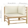 Set de muebles de jardín 6 piezas bambú y cojines blanco crema en Conjuntos de jardín | Comprar online en Foru.es