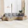 Conjunto de sofá de jardín 6 pcs Beige ratán sintético en Sofás de exterior | Comprar online en Foru.es