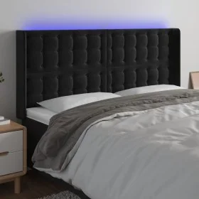 Black velvet headboard with LED 203x16x118/128 cm by vidaXL, Headboards and footboards - Ref: Foro24-3124550, Price: 134,65 €...