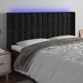 Cabecero con LED de terciopelo negro 203x16x118/128 cm de vidaXL, Cabeceros y pies de cama - Ref: Foro24-3124550, Precio: 127...