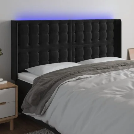Kopfteil aus schwarzem Samt mit LED 203x16x118/128 cm von vidaXL, Kopf- und Fußteile - Ref: Foro24-3124550, Preis: 134,65 €, ...
