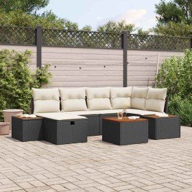 Conjunto de sofá de jardín 7 pcs Negro ratán sintético en Sofás de exterior | Comprar online en Foru.es