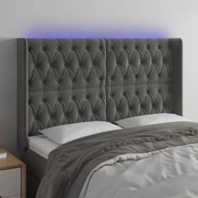 Dunkelgraues Samtkopfteil mit LED 147x16x118/128 cm von vidaXL, Kopf- und Fußteile - Ref: Foro24-3124433, Preis: 150,08 €, Ra...