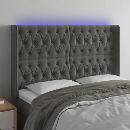 Dunkelgraues Samtkopfteil mit LED 147x16x118/128 cm von vidaXL, Kopf- und Fußteile - Ref: Foro24-3124433, Preis: 150,08 €, Ra...