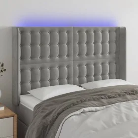 Light gray velvet headboard with LED 147x16x118/128 cm by vidaXL, Headboards and footboards - Ref: Foro24-3124530, Price: 152...